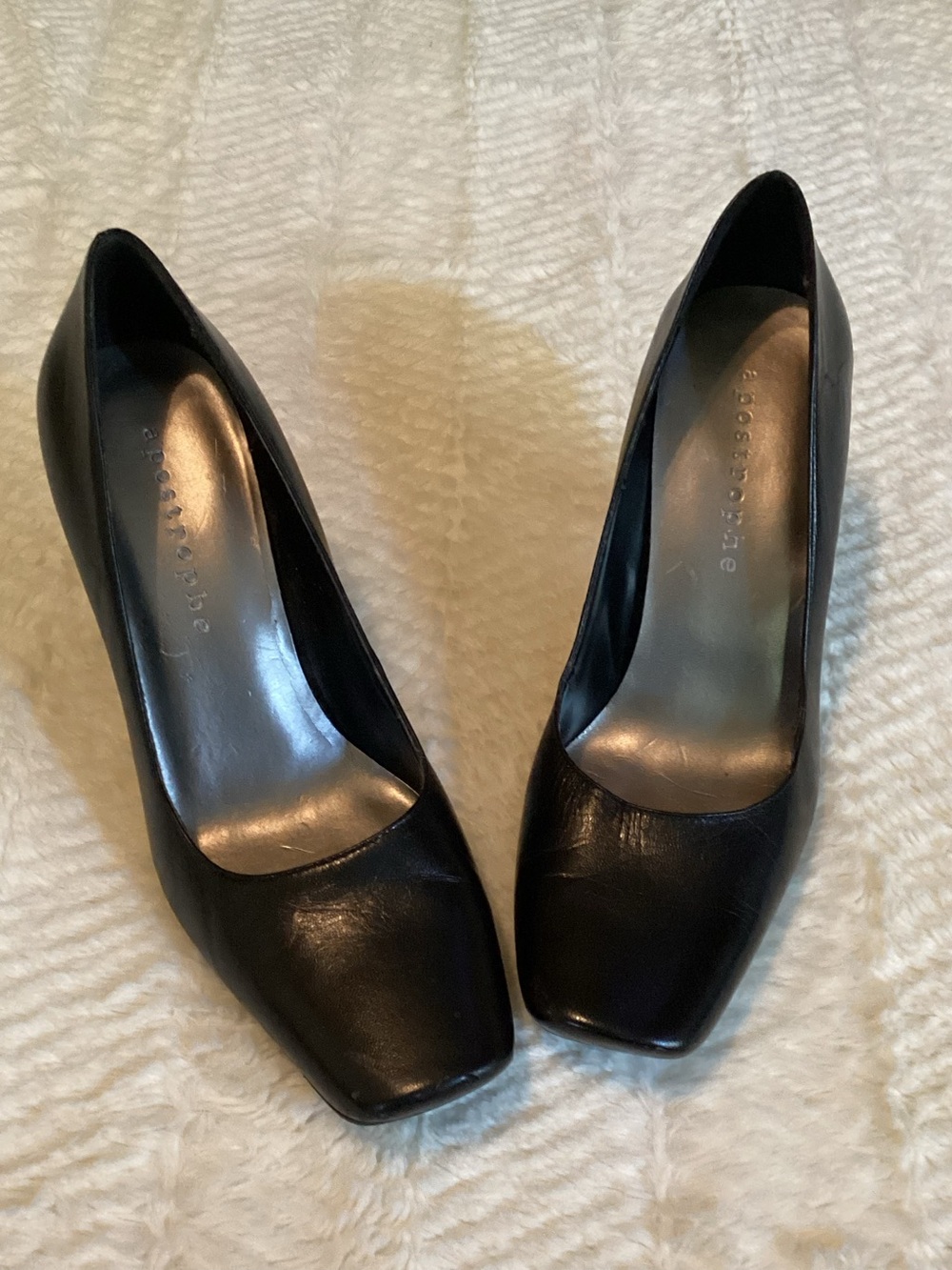 Womens Square-toe pumps Apostrophe Sz 6 Faux Leather Office Dressy Heels